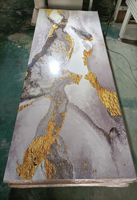 Panneau mural en feuille UV 1220x2440mm, panneau mural SPC effet marbre brillant, ignifuge B1, sans formaldéhyde E0, pour projets hôteliers, vente en gros