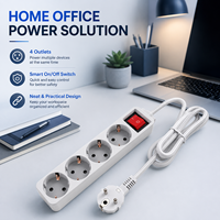 Multiprise EU Schuko 4 prises avec interrupteur, câble d'extension avec mise à la terre pour la maison, le bureau, OEM, ODM, vente en gros