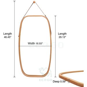 Home Bathroom <b>Mirror</b> Full Length <b>Mirror</b> Wall Mount <b>Bamboo</b> Frame Adjustable Hanging Strap - Product Image 3
