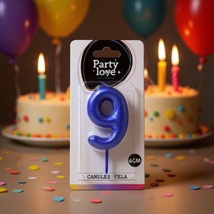 Bougie d'anniversaire bleue numéro 9 Party Love 6 cm Vela Candles - Product Image 3