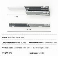 Couteau de poche multifonction 7 en 1, acier 3CR13, manche en aluminium, outil de survie pour le camping en plein air avec tournevis et sifflet