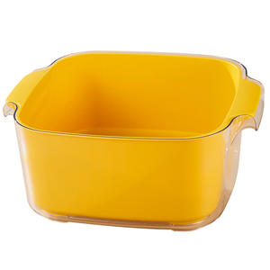 Lelangek Évier de lavage de légumes double couche, grand carré, en plastique sans BPA, avec égouttoir de cuisine et panier à fruits - Product Image 2