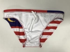 Desain bendera kustom celana renang seksi pria Thong celana pendek pantai mode pakaian renang spandeks tali celana pendek renang pria - Product Image 3