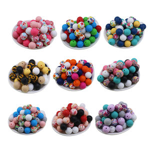 Vente chaude 100 pièces couleur mélangée perles en PVC de <span class=keywords><strong>silicone</strong></span> personnalisées <span class=keywords><strong>lot</strong></span> de gros pour porte-clés stylos focaux avec taille 15MM - Product Image 3