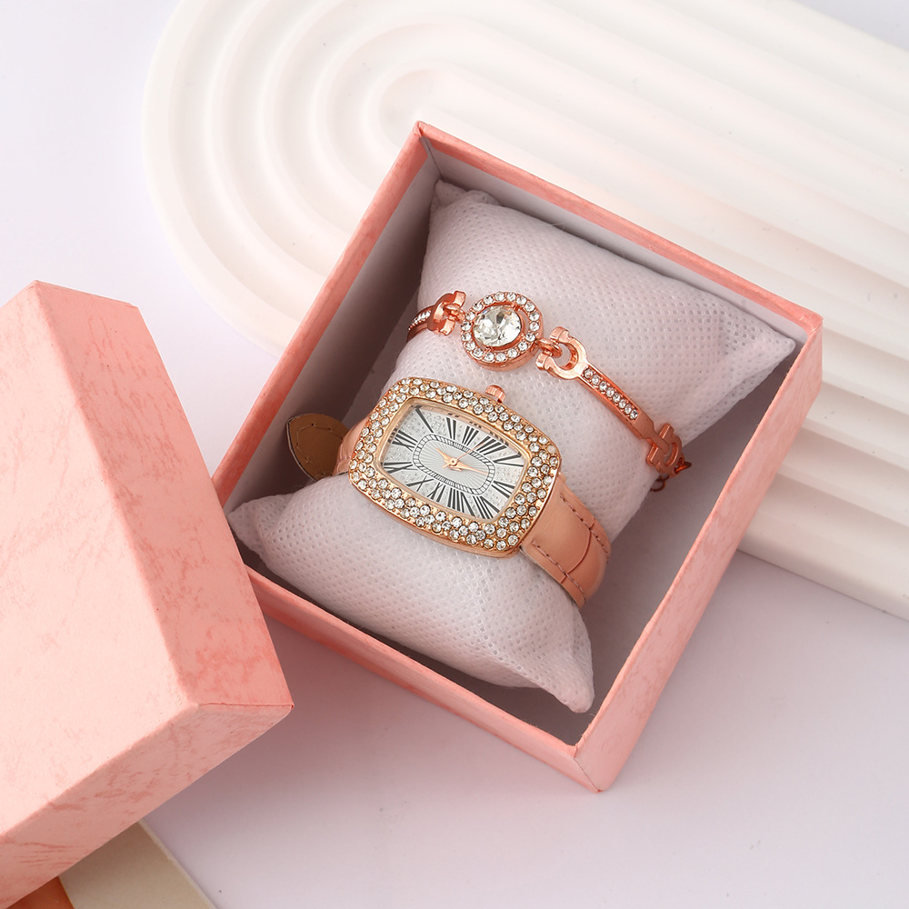 Coffret montre et bracelet rose
