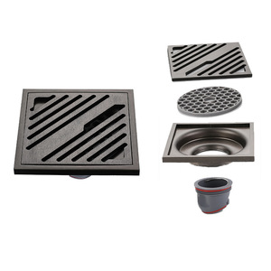 Odor Proof Floor <b>Drain</b> Square Gunmetal Gray Stainless Steel Threaded Anti Corrosion <b>Bathroom</b> Toilet Filter Included - Product Image 5