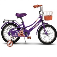 Vélo pour enfants avec cadre en acier, peinture thermolaquée, autocollant extérieur, freins à étrier, jantes en alliage, protège-chaîne, garde-boue et roues d'apprentissage silencieuses