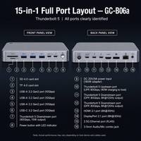 Station d'accueil professionnelle TB5 15-en-1 HDTV DP 140W PD USB3.2 10Gbps SD TF Ethernet 2.5G NVMe 8TB en alliage d'aluminium en stock pour MacBook Windows