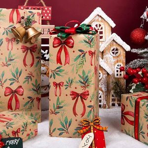 Christmas Wrapping Paper Kraft Wrapping Paper Cute <b>red</b> <b>bow</b>-shaped berry-patterned wrapping paper - Product Image 1