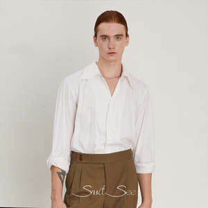 <span class=keywords><strong>Camisa</strong></span> DE LINO DE VERANO RTS/OEM para hombre, <span class=keywords><strong>camisa</strong></span> de hombro fruncido de estilo <span class=keywords><strong>italiano</strong></span>, <span class=keywords><strong>camisa</strong></span> informal para hombre con <span class=keywords><strong>cuello</strong></span> cubano y dinero antiguo - Product Image 3