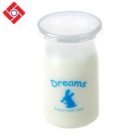 Lot de bouteilles de lait PP jetables en plastique, design personnalisé, bocaux à pudding avec couvercle, usine, vente en gros