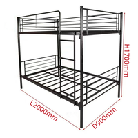 Dortoir Offres Spéciales Fer Acier Métal 2 personnes Lits superposés noirs complets pour enfants et adultes avec escalier