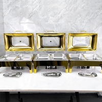 Ensemble Professionnel de Chafing Dishes Ronds en Acier Inoxydable pour Buffets, avec Couvercles Verre et Métal, pour Usage Hôtelier