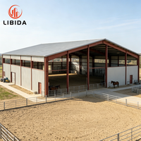 Estructura de Acero Prediseñada de Alta Resistencia para Ganado, Establos, Caballerizas, Resistente a Nieve y Viento Intenso, Construcción Agrícola