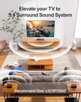 Système de barre de son 5.1 puissant de 410 W, comprend des enceintes arrière filaires et un caisson de basses, BT 5.3, HDMI ARC, pour TV/films