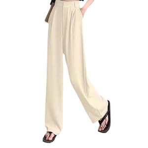Pantalones de Oficina Casuales de Pierna Ancha para Mujer, Diseño Europeo, Cintura Media, Corte Holgado y Recto, Pantalones Largos de Algodón para Primavera - Product Image 2