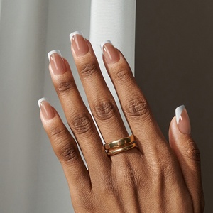 XCOATTIPS Faux Ongles Courts Carrés Couverture Complète Marron French Tip en Gel Souple X Coat Tip Épais à Coller en Gros - Product Image 1