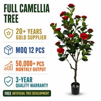 Arbre à roses artificielles, entièrement rouge, fleurs épanouies, plante artificielle réaliste, feuilles vertes, décoration pour la maison, l'hôtel, le restaurant, les mariages