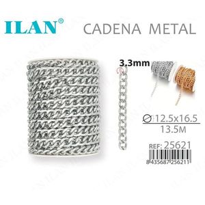 Catena in metallo 3,3 mm 13,5 m argento per la creazione di gioielli - Product Image 1