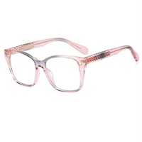 Vente chaude Vogue coloré dégradé carré lunettes Anti lumière bleue Prescription myopie optique TR90 CP Metalcore lunettes cadre