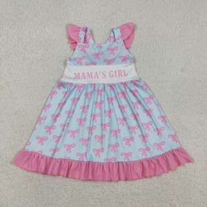 Vestido de Boutique RTS MAMA'S GIRL con Lazos, Volantes y Tirantes, Transpirable, Informal, para Niñas, Venta al por Mayor, Ropa para Hermanas - Product Image 3