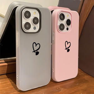 Coque de téléphone minimaliste au design cœur, compatible avec iPhone 17 Pro Max, protection intégrale pour iPhone 16 Pro, 14/15 - Product Image 1