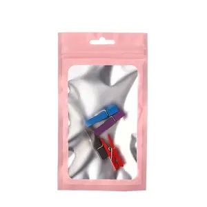 Tas Ritsleting Penyimpanan Permukaan Matte Logo Kustom Tas Plastik dengan Jendela Bening dengan Kemasan Ritsleting