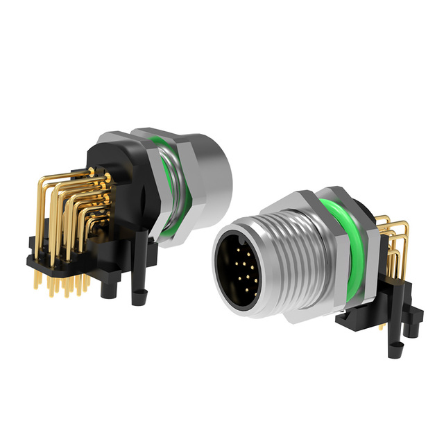 M12 Circular Connector A-coded 17-pin Male Connector Bent Pin IP67 IP68 Customized Watertight Connector Aviation Plug