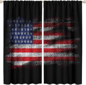 Rideaux de cuisine drapeau USA, bleus et rouges, à motifs étoiles tombantes, rideaux courts à volants pour café, petites fenêtres, 2 panneaux - Product Image 4