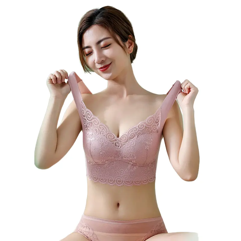 Toptan kadın yaz çiçek dantel Bralette dikişsiz yüksek destek spor Yoga sutyen ücretsiz itme kadar ince fincan artı boyutu