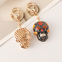 Porte-clés en métal émaillé, thème Jour des Morts mexicain et squelette d'Halloween, style gothique, pour sac et voiture, cadeau, vente en gros