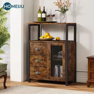 Armoire de rangement moderne industrielle rustique en bois et en métal noir pour la maison hôtel pour le salon chambre <span class=keywords><strong>cuisine</strong></span> salle à manger salle de bain - Product Image 2