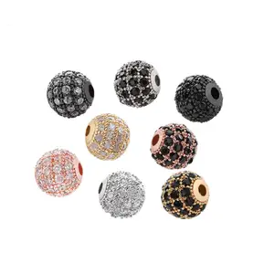 8Mm Sieraden Diy Ronde Zirconia Ball Kralen Armband Connector Charms Micro Pave Cz Ball Kralen Voor Sieraden Maken