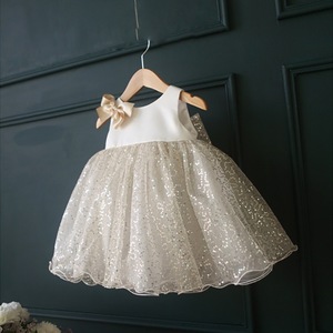 Vestido de Tutú Brillante con Lazo Grande sin Mangas para Niñas Pequeñas, Ideal para Fiestas de Cumpleaños, Recitales de Piano, Eventos Formales de Primavera - Product Image 3
