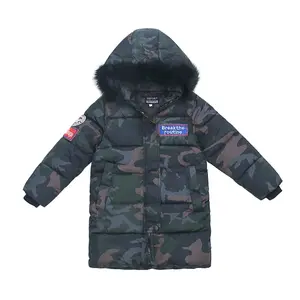 Детская камуфляжная верхняя одежда, распродажа, зимняя одежда с цифровым принтом для маленьких мальчиков, стеганая куртка со съемным капюшоном