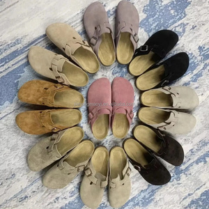 Birkenstocks Mules confortables en cuir véritable à bout ouvert pour femmes, sabots plats, <span class=keywords><strong>fourrure</strong></span> d'été personnalisée pour pantoufles Sexy et - Product Image 2