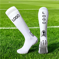 Confort Manchette Bon Coton Élastique Hommes Anti-dérapant Long Genou Haute Blanc Grip Chaussettes pour Le Football
