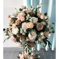 Boules de fleurs artificielles personnalisables pour centres de table, arrangement mixte pivoine et olive aux couleurs d'automne, décorations pour événements et mariages