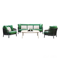 Ensemble de salon de jardin en rotin tressé avec cadre en aluminium de style nordique, table basse et chaises longues imperméables, mobiles pour villas et jardins