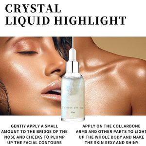 Etiqueta privada Vegan <span class=keywords><strong>Make</strong></span> <span class=keywords><strong>Up</strong></span> <span class=keywords><strong>Glow</strong></span> Body Face Illuminating Makeup Liquid Highlighter Diamond Holographic Shimmer Oil - Product Image 3