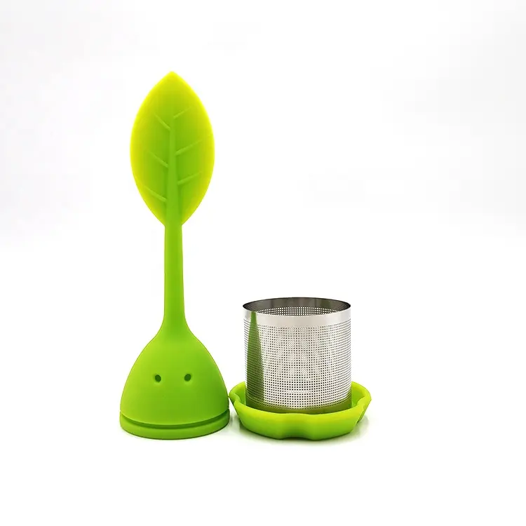 New Product 2021 Silicone Tea Infuser With Leaf Shape And Stainless Steel Drip 100% Silicone