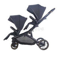 Poussette double pour bébés Brightbebe en alliage d'aluminium léger avec roues de 7/10 pouces, pliable, 0-3 ans, capacité de charge de 20 kg