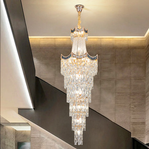 zeal lighting loft apartment luxury Giant <b>crystal</b> long <b>chandelier</b> decoration drop light for villa - Product Image 3