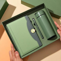 Set de Regalo Minimalista con Libreta Corporativa de PU Grabada Personalizada, Vaso Térmico y Termo con Logotipo Personalizado