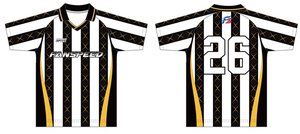 Maglie da Calcio Personalizzate con Colletto a Polo, Scollo a V, Streetwear di Lusso per Uomo, Premium Nero e Bianco con Strisce Dorate - Product Image 2