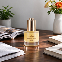 Flacon compte-gouttes en verre cylindrique de 15 ml à base épaisse avec pompe poussoir, flacon de sérum, emballage personnalisé pour huile essentielle et sérum capillaire, OEM