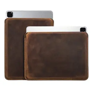 Handmade Pen Groove Crazy Horse Pattern Real Genuine Leather Flip Grove Tablet Cover Case For Apple iPad Pro12.9inch