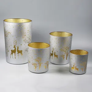 Großhandel Led Glas Zylinder Vase Rentier Tee licht Kerzenhalter für Home Decor