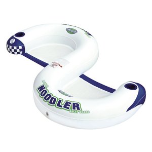 Outdoor <b>Inflatable</b> Floating Lounge Chair with Cup Holder <b>for</b> Adults Red White <b>Pool</b> Float Relaxation - Product Image 1