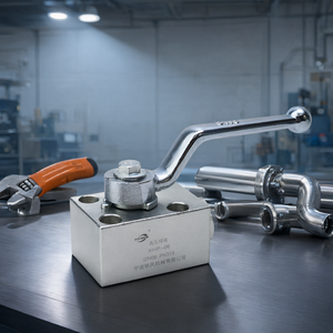 Vanne à boisseau sphérique haute pression de type plaque KHP-06 en acier au carbone DN06 PN315, vanne d'arrêt hydraulique - Product Image 2